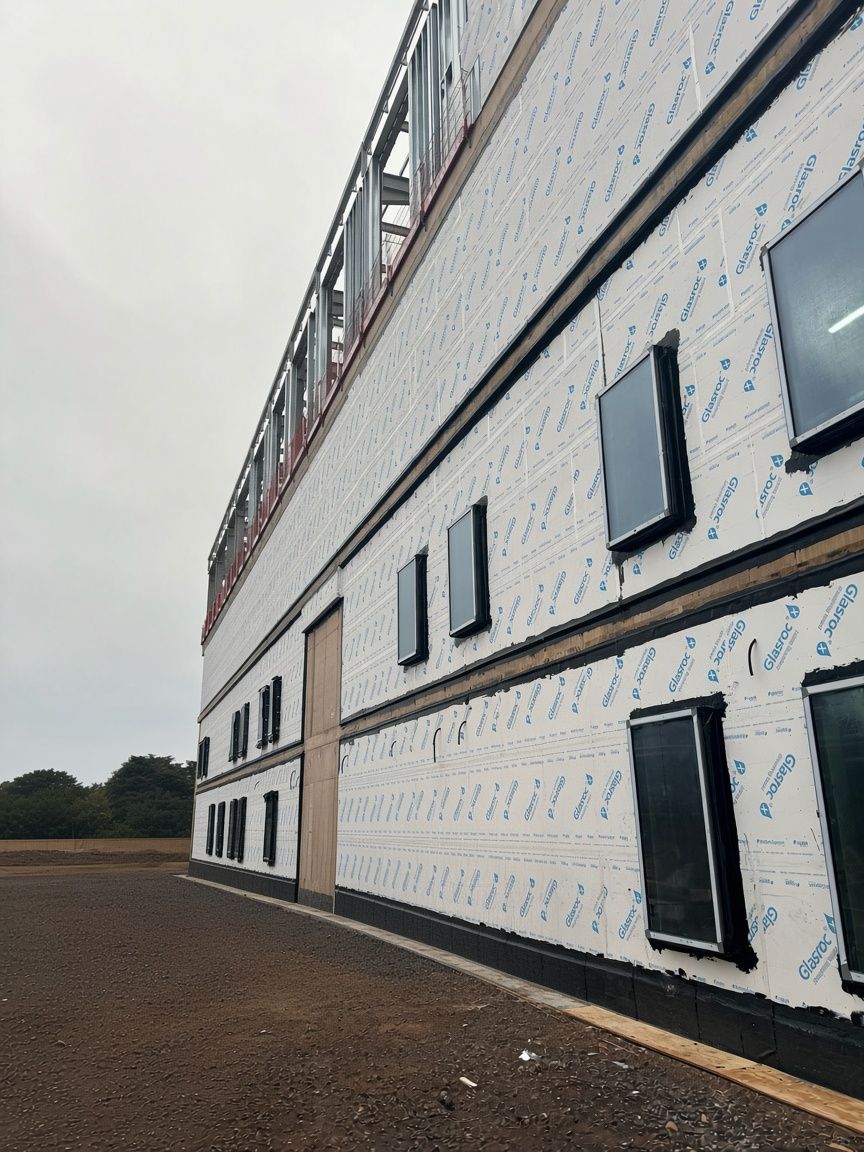Sheathed SFS elevation ready for the cladding trades